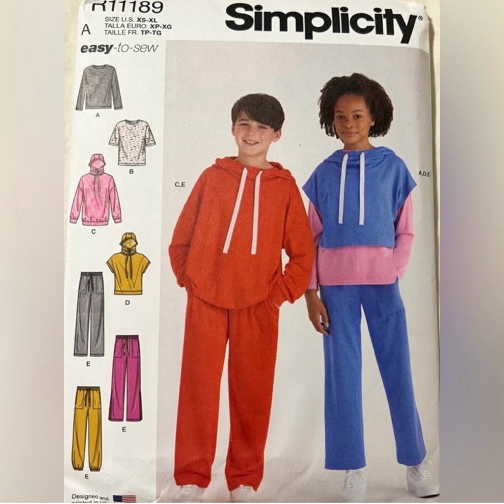 🔴NEW Simplicity R11189 Easy to Sew Tops Hoodies Pants Uncut Pattern Sew XS - XL